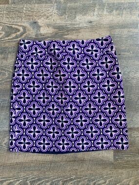 Ann Taylor Purple and Navy Geometric Print Women's Skirt